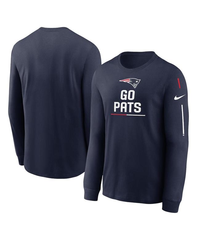 Mens Nike New England Patriots Team Slogan Long Sleeve T-Shirt Blue Product Image