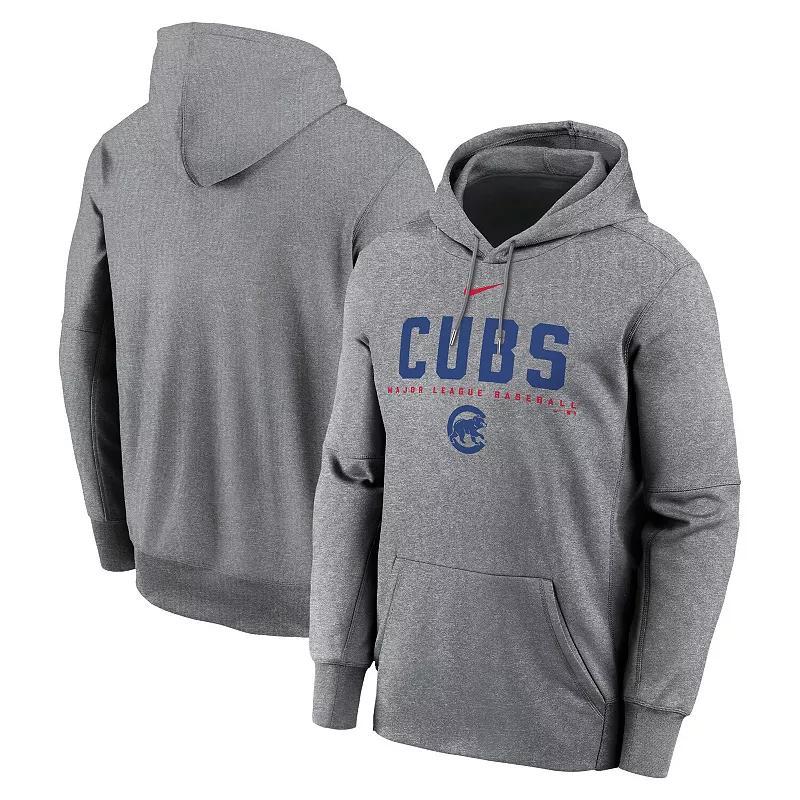 Mens Nike Heather Charcoal Chicago Cubs Therma Fleece Pullover Hoodie Product Image