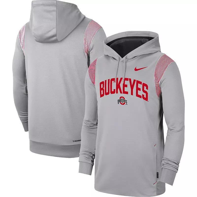 Mens Nike Gray Ohio State Buckeyes 2022 Game Day Sideline Performance Pullover Hoodie Product Image