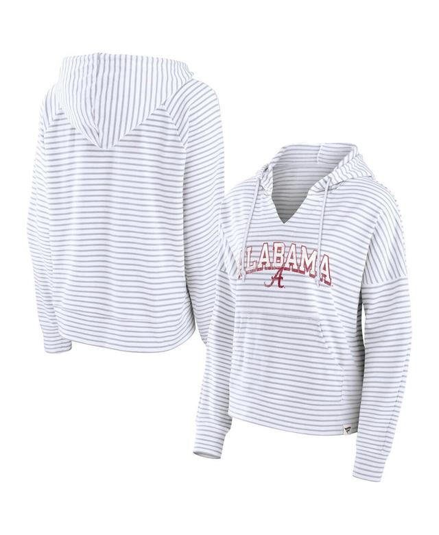 Womens Fanatics White Alabama Crimson Tide Striped Notch Neck Pullover Hoodie Product Image