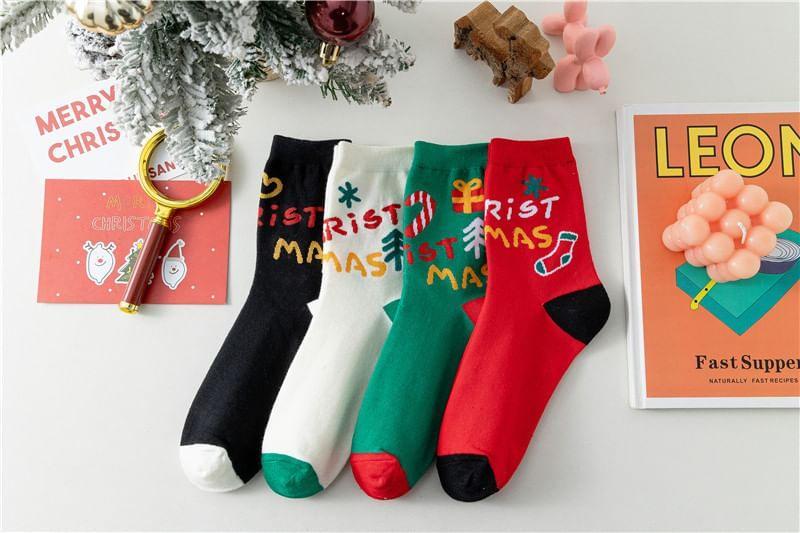 Christmas Cartoon Print Socks Product Image