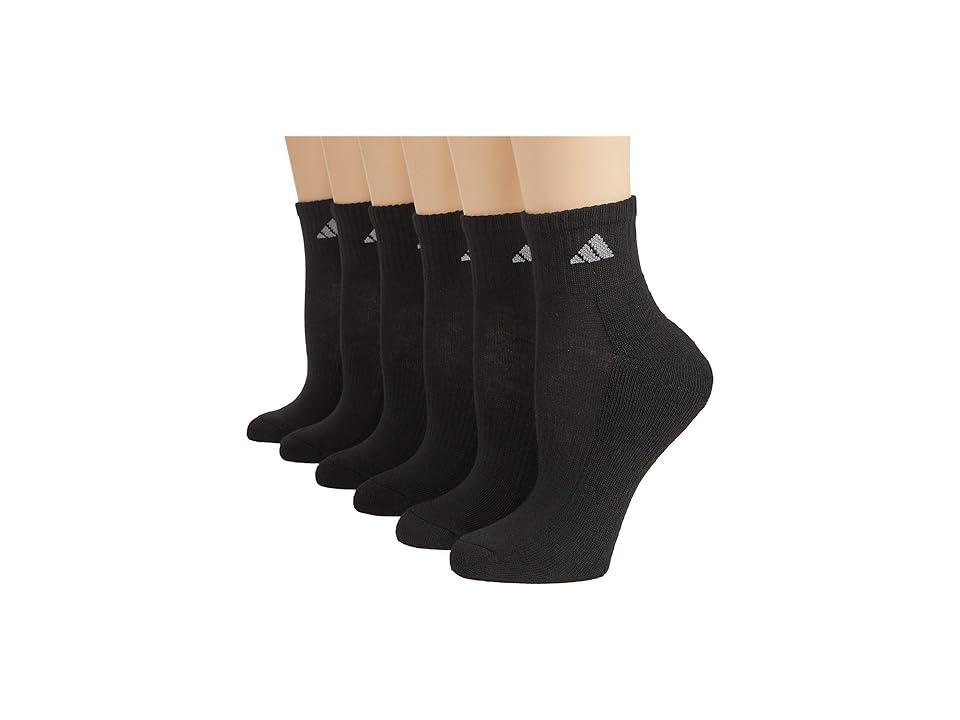 adidas Athletic Cushioned 6-Pack Quarter Aluminum 2) Women's Crew Cut Socks Shoes Product Image