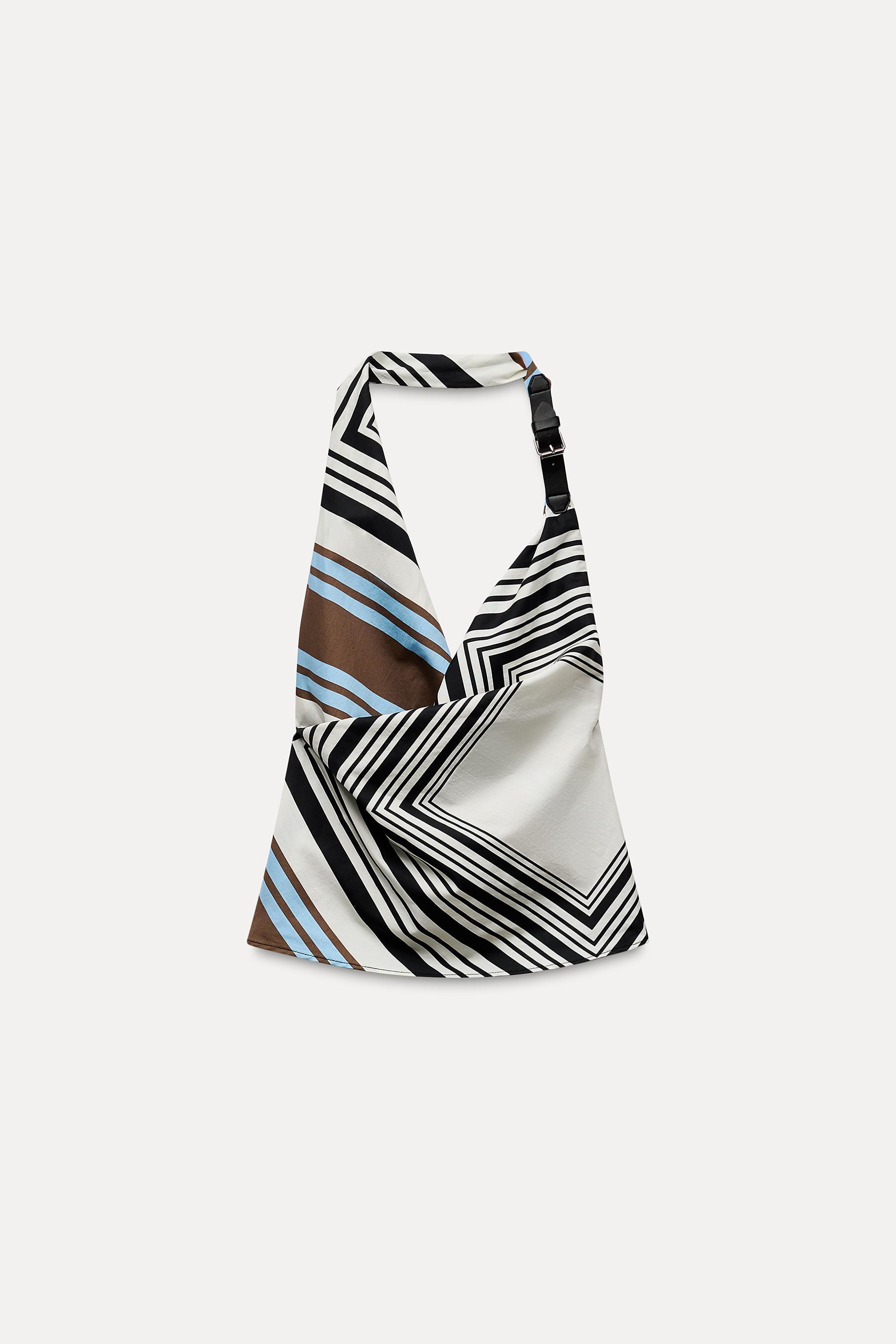 STRIPED BELT HALTER NECK POPLIN TOP Product Image