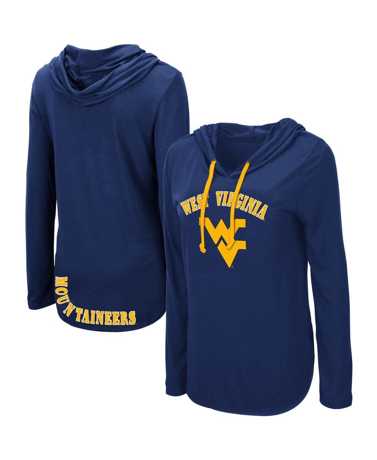 Womens Colosseum Navy West Virginia Mountaineers My Lover Lightweight Hooded Long Sleeve T-shirt Product Image