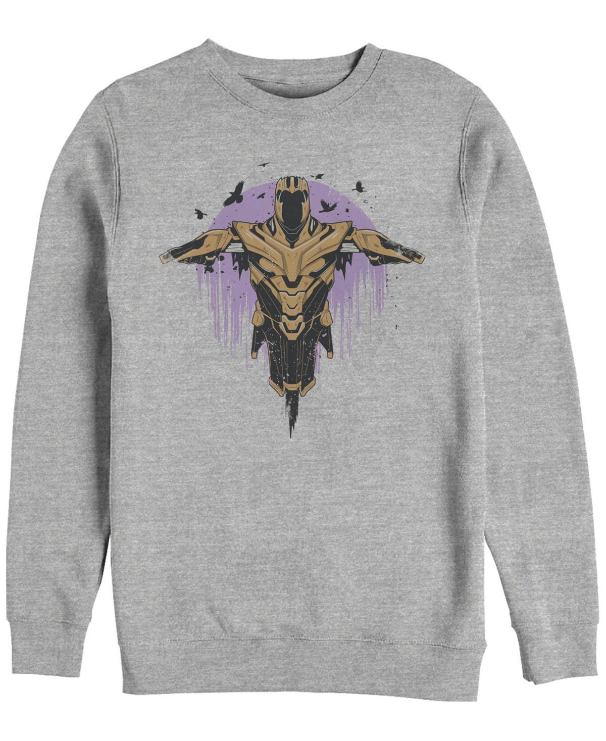 Mens Marvel Avengers Endgame Thanos Armor Painted Fade Portrait Sweatshirt Athletic Grey Product Image