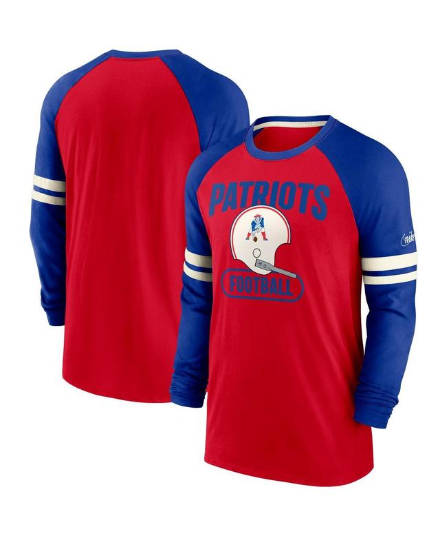 Mens Nike /Royal New England Patriots Throwback Raglan Long Sleeve T-Shirt Product Image