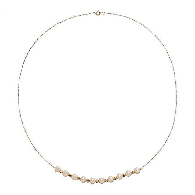 14k Gold Freshwater Cultured Pearl Beaded Necklace, Womens White Product Image