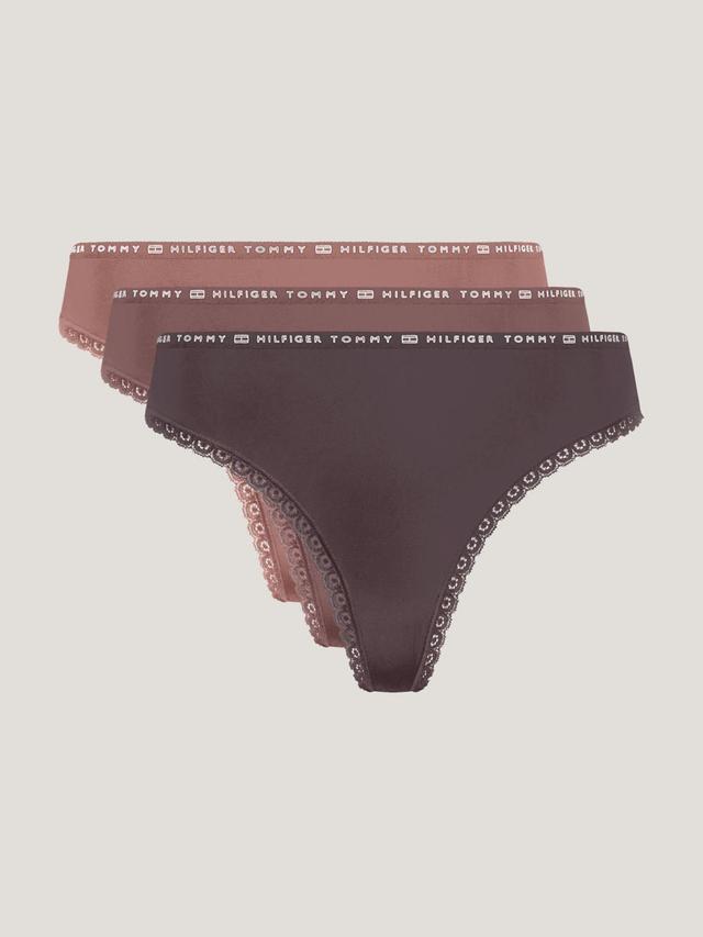 Tommy Hilfiger Women's Logo Lace Thong 3-Pack Product Image