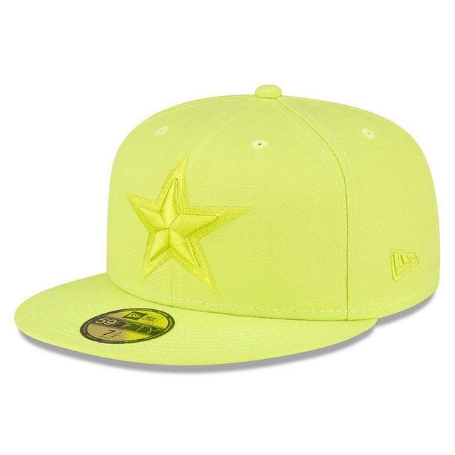 Men's New Era Neon Green Dallas Cowboys Color Pack Brights 59FIFTY Fitted Hat Product Image