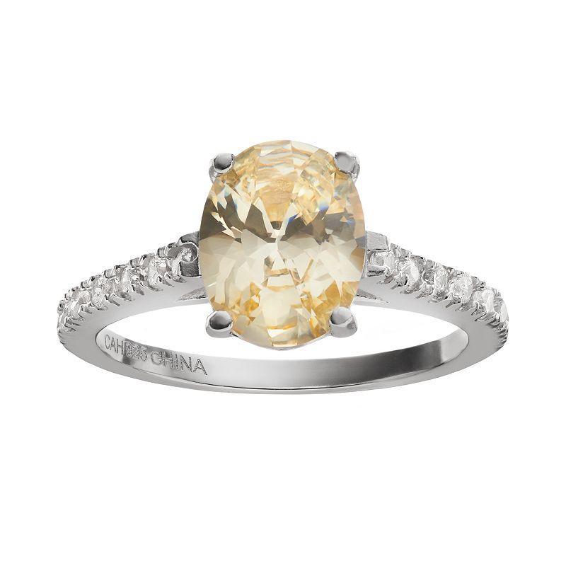 Sophie Miller Canary & White Cubic Zirconia Sterling Silver Ring, Womens Yellow Product Image