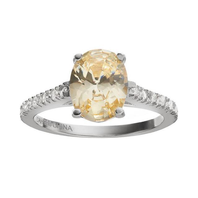 Sophie Miller Canary & White Cubic Zirconia Sterling Silver Ring, Womens Yellow Product Image