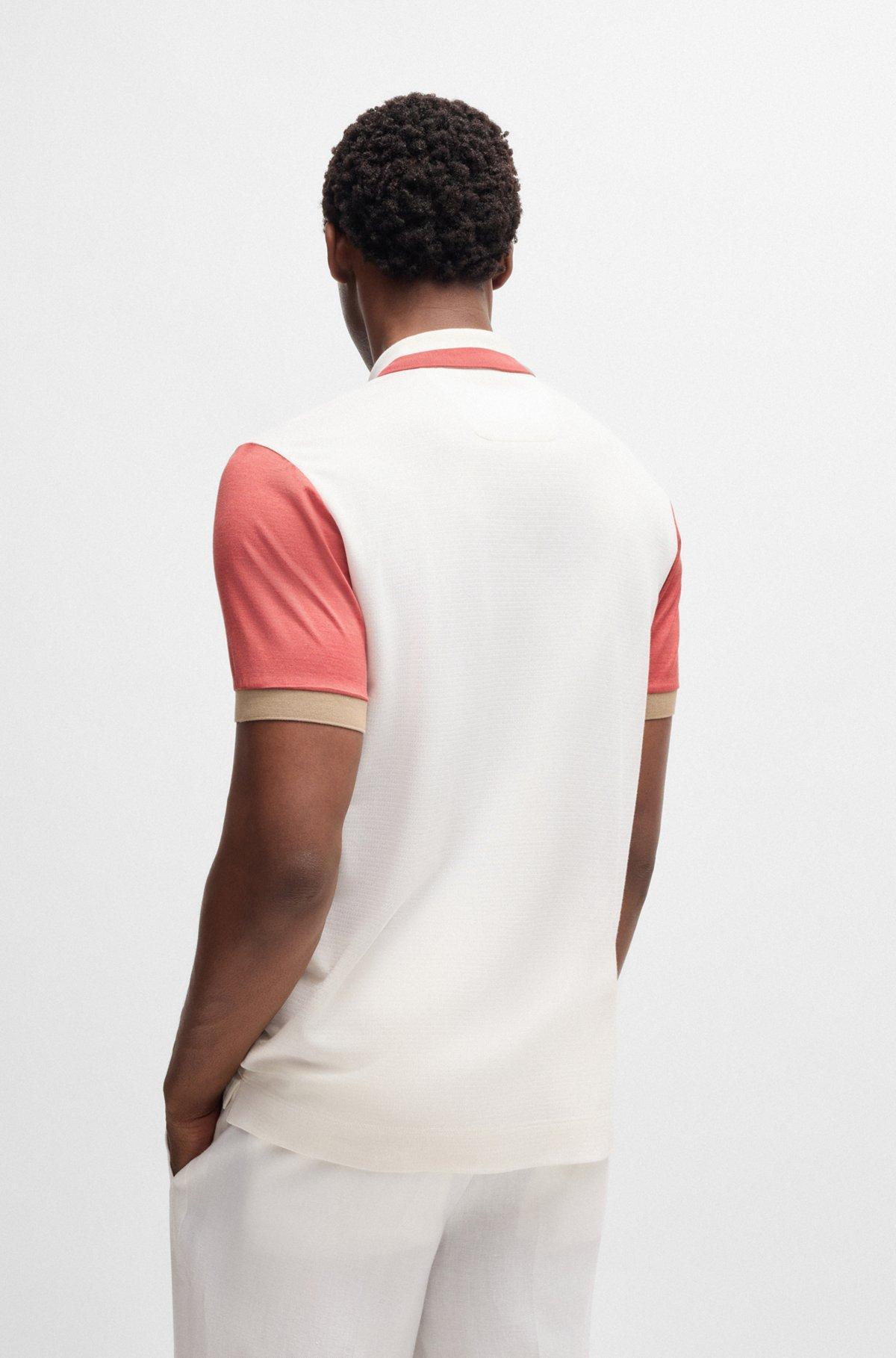 Cotton-silk polo shirt with contrast details Product Image