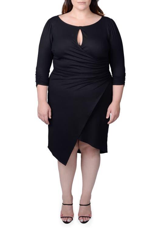 MAYES NYC Lina Keyhole Ruched Faux Wrap Dress Product Image