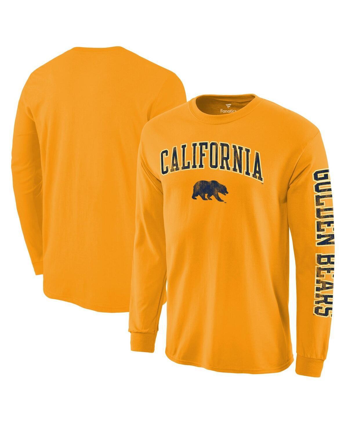 Mens Fanatics Gold Cal Bears Distressed Arch Over Logo Long Sleeve Hit T-shirt Product Image