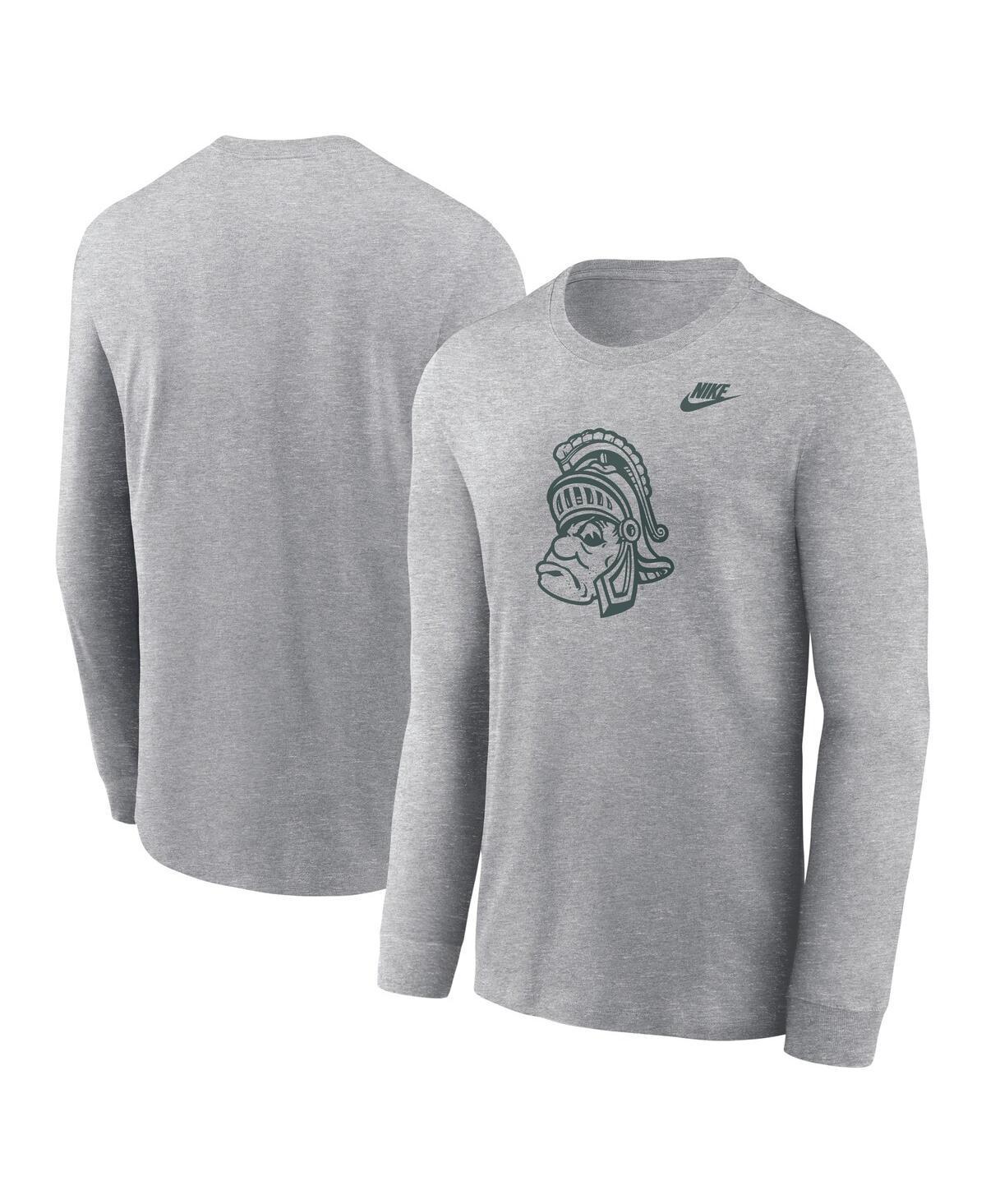 Mens Nike Heather Gray Michigan State Spartans Legacy Primary Logo Long Sleeve T-Shirt Product Image