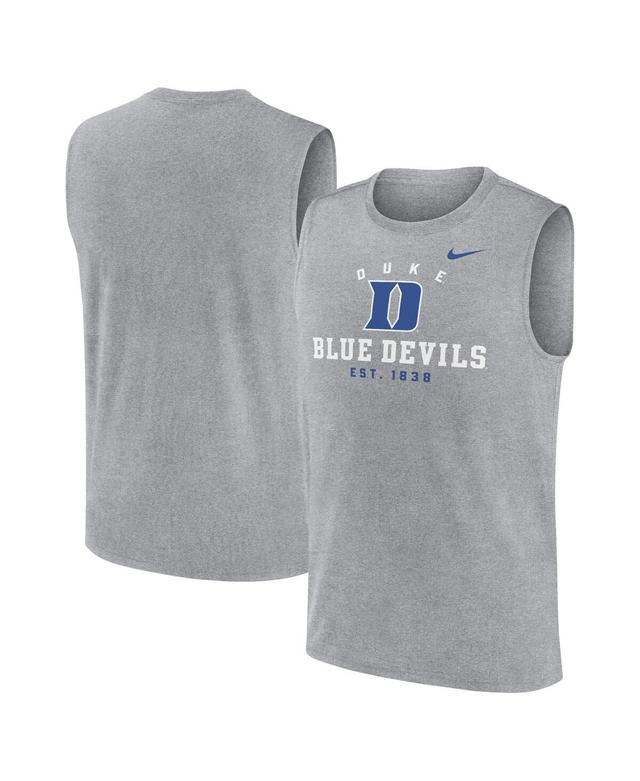 Nike Mens Heather Gray Duke Blue Devils Primetime Legend Lock Up Performance Muscle Tank Top Product Image