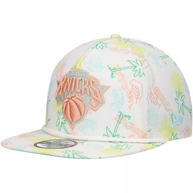 New Era Mens White New York Knicks Palm Trees and Waves Golfer Adjustable Hat Product Image