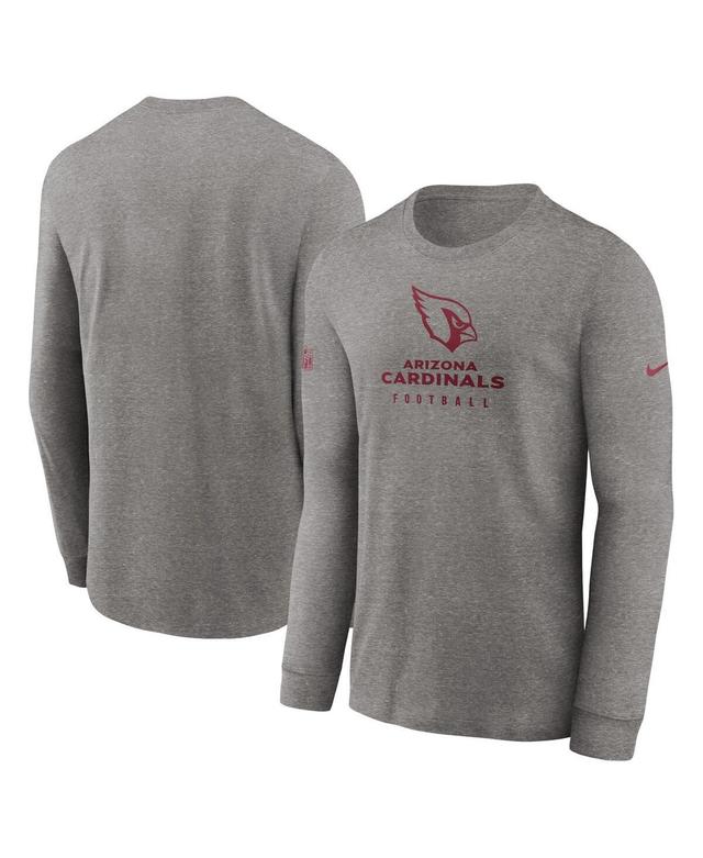 Men's Heather Gray Arizona Cardinals Sideline Performance Long Sleeve T-shirt Product Image