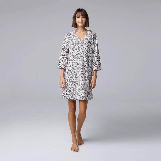 Womens Simply Vera Vera Wang 3/4-Sleeve Cozy Jersey Pajama Sleepshirt Product Image