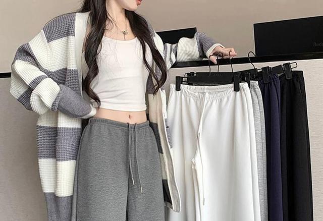 High Waist Plain Wide Leg Sweatpants Product Image