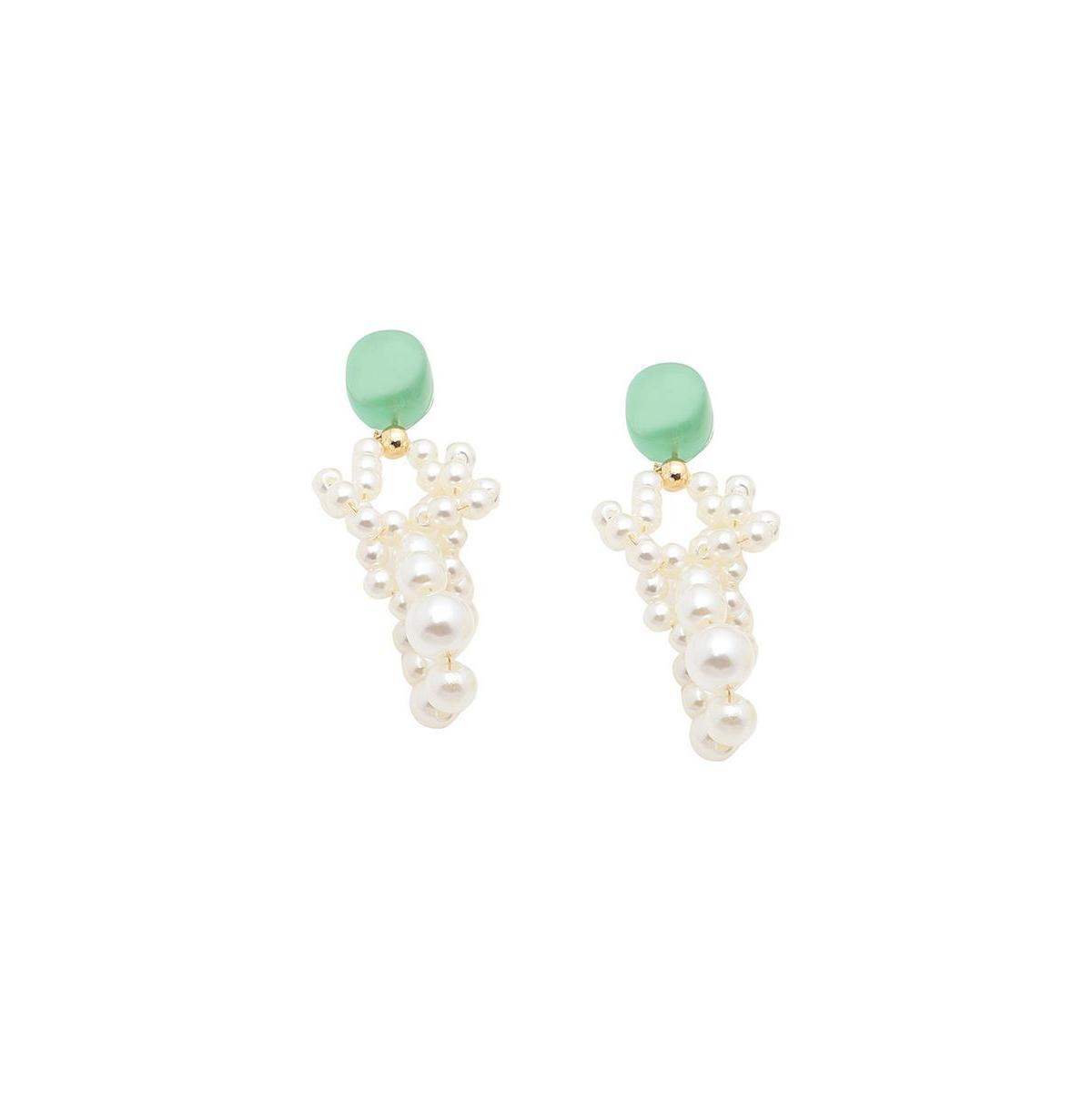 Sohi Womens White Snowball Drop Earrings Product Image