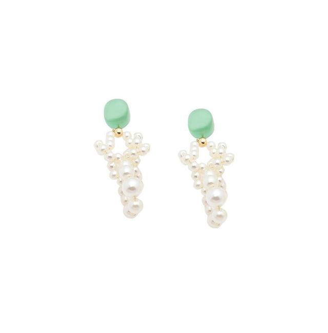 Sohi Womens White Snowball Drop Earrings Product Image