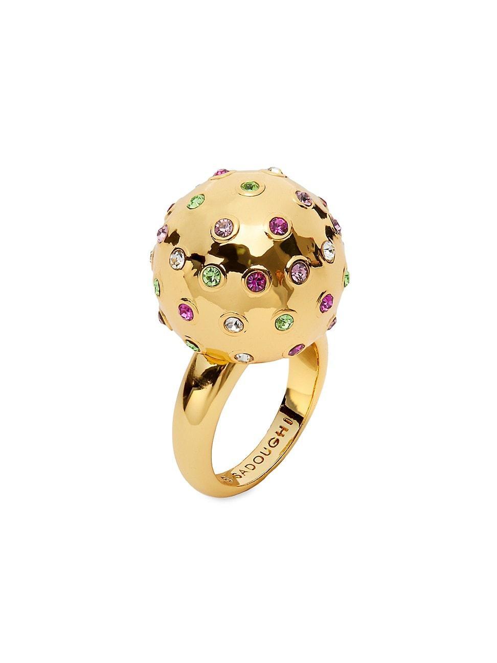 Womens Dome 14K-Gold-Plated & Crystal Ring Product Image