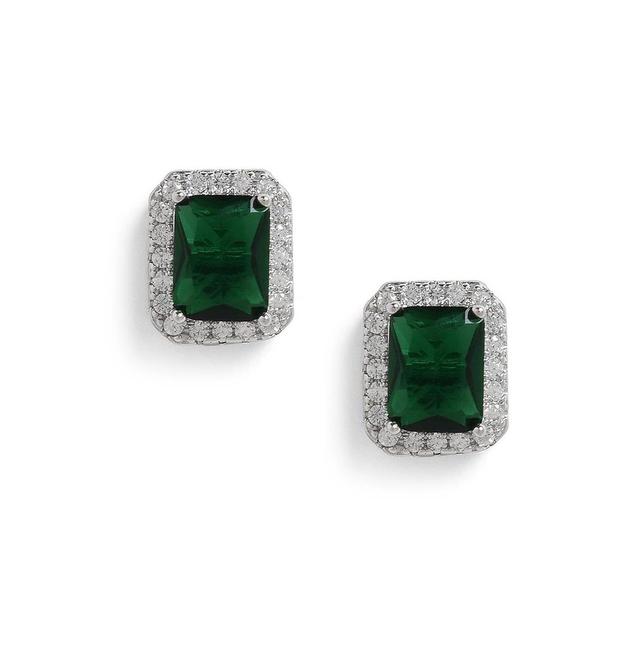 Sohi Womens Green Stone Stud Earrings Product Image