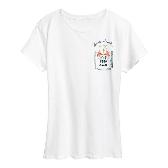 Disneys Winnie The Pooh Womens Dear Santa Graphic Tee, Girls Product Image