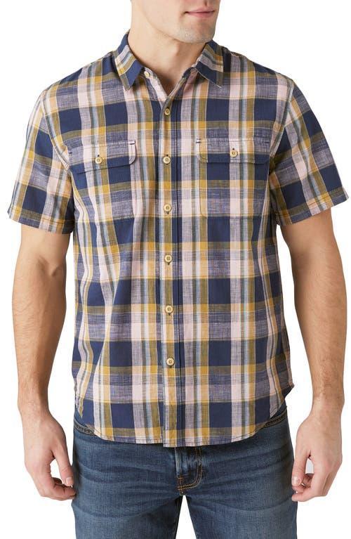 Lucky Brand Plaid Short Sleeve Cotton Button-Up Workwear Shirt Product Image