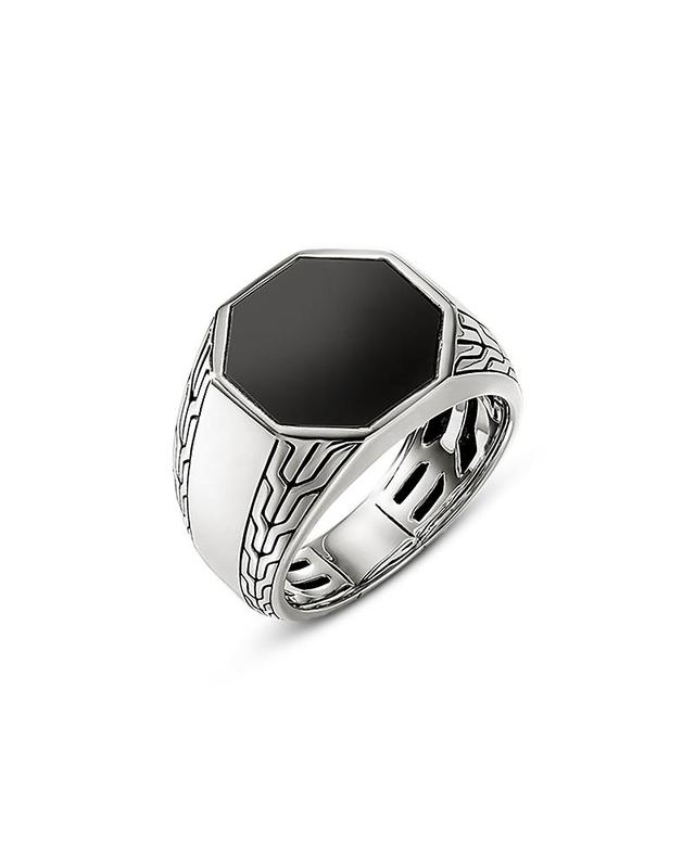 Mens Sterling Silver & Black Onyx Signet Ring Product Image