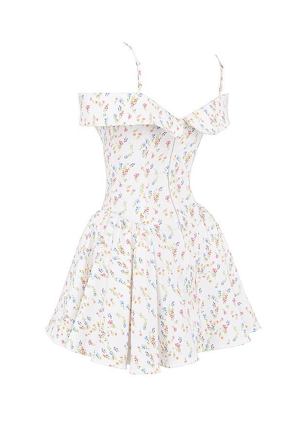 Elida White Posy Print Corset Mini Dress Product Image