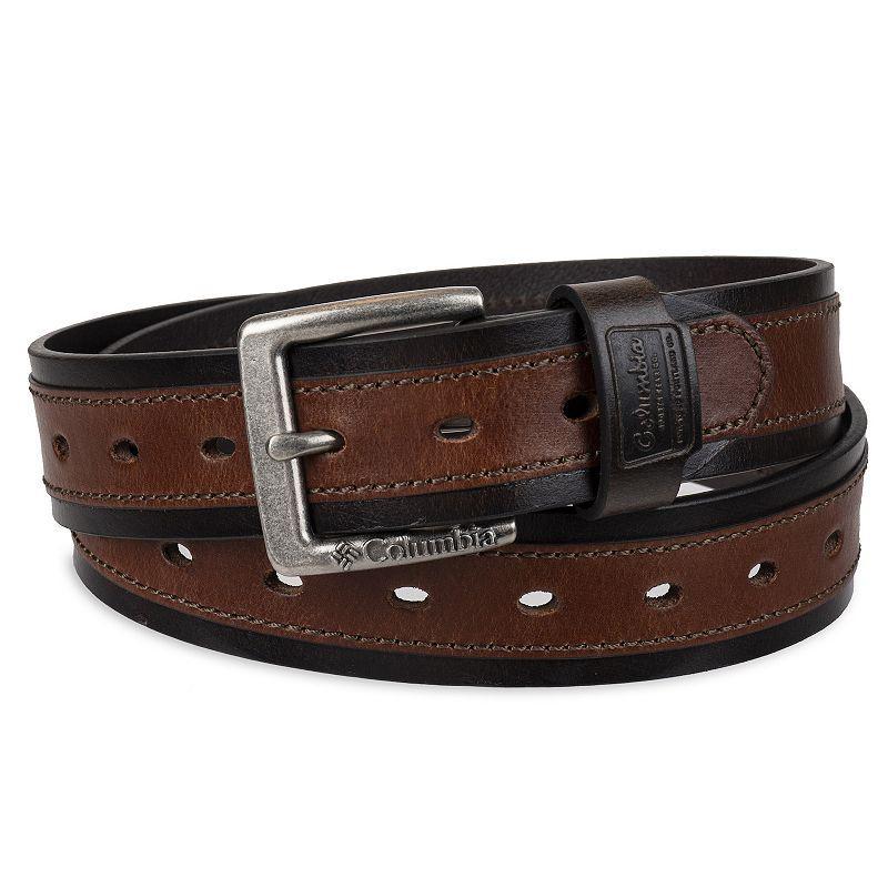 Mens Columbia Fully Adjustable Casual Leather Belt, Regular and Big & Tall Dark Beige Product Image