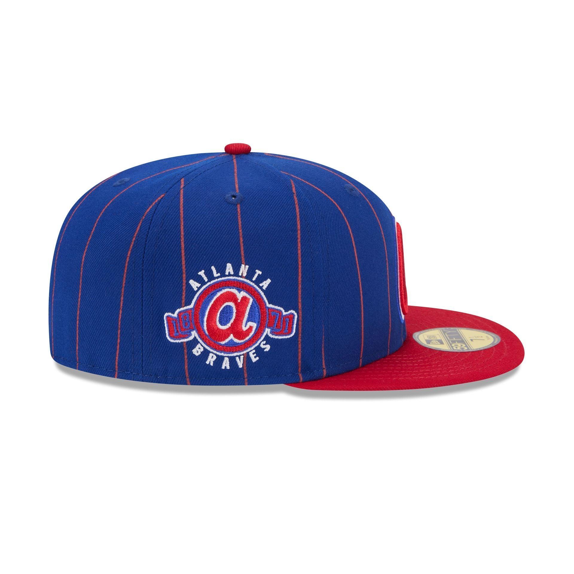 Atlanta Braves Throwback Pinstripe 59FIFTY Fitted Hat Male Product Image