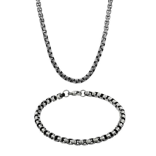 Belk & Co Mens Stainless Steel Necklace And Bracelet Set Product Image