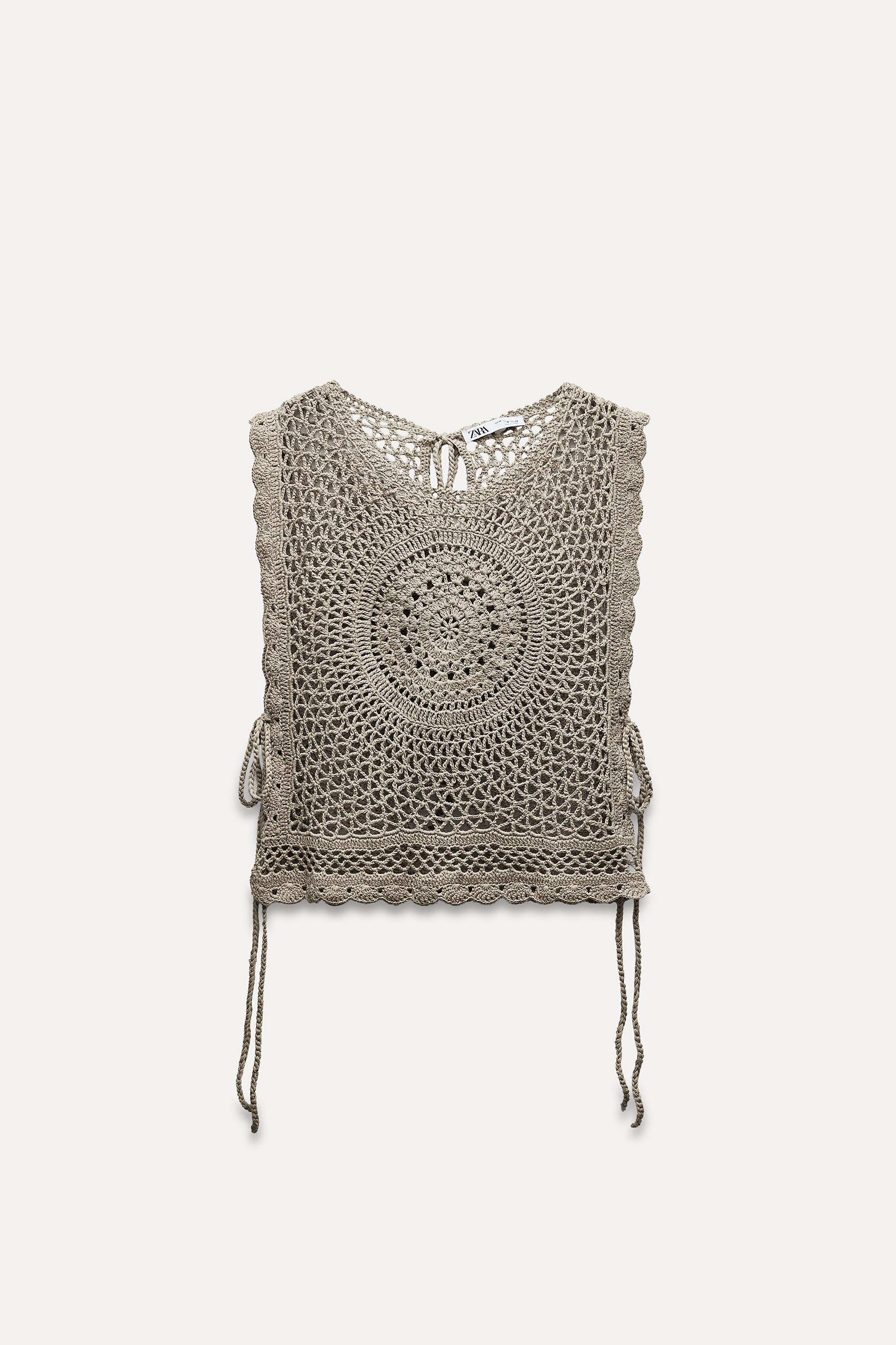 CROCHET KNIT TOP WITH TIES Product Image