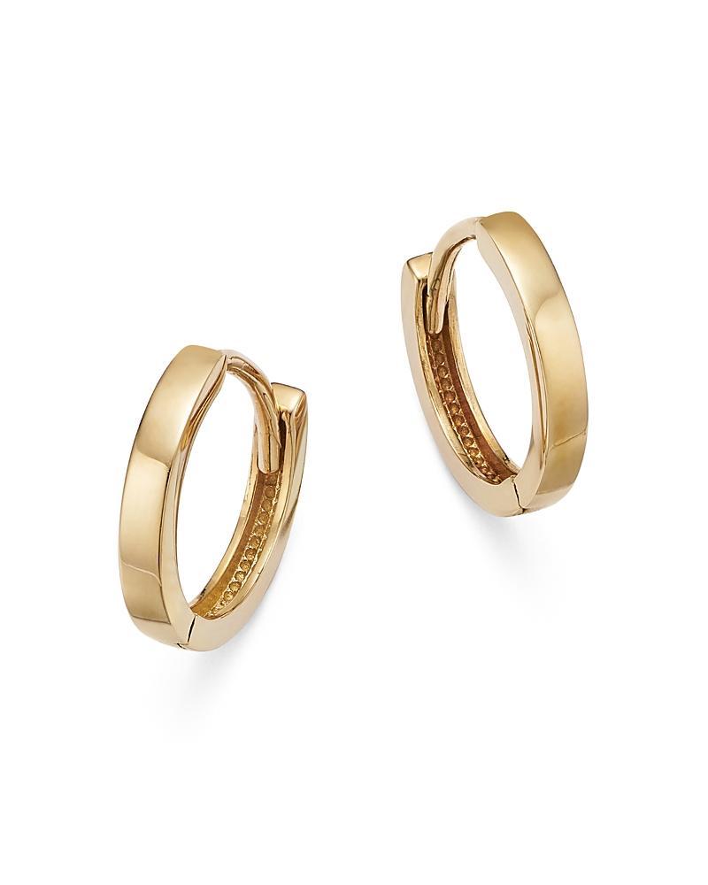 Moon & Meadow 14K Yellow Gold Extra Small Polished Flat Huggie Hoop Earrings - Female Product Image