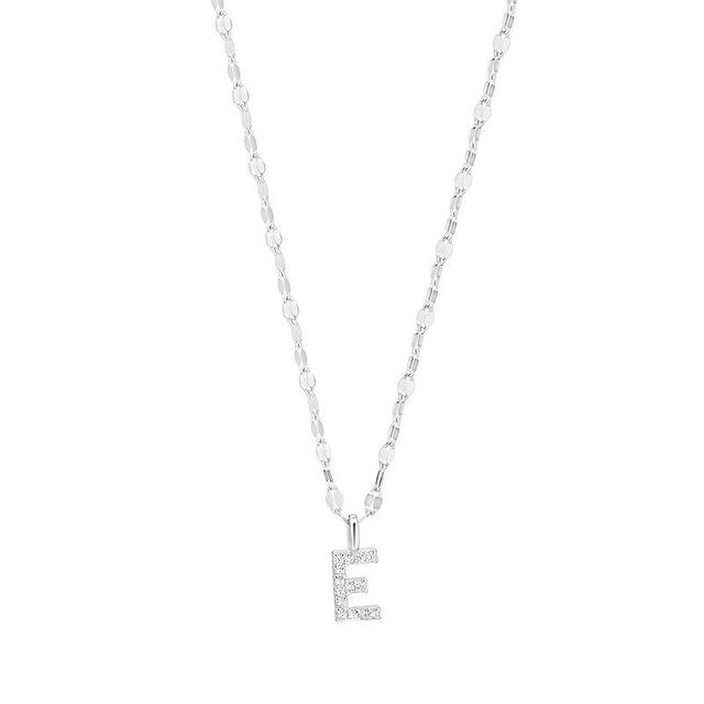 Judy Crowell Sterling Silver Cubic Zirconia Pave Mirror Chain Initial Necklace, Womens Product Image