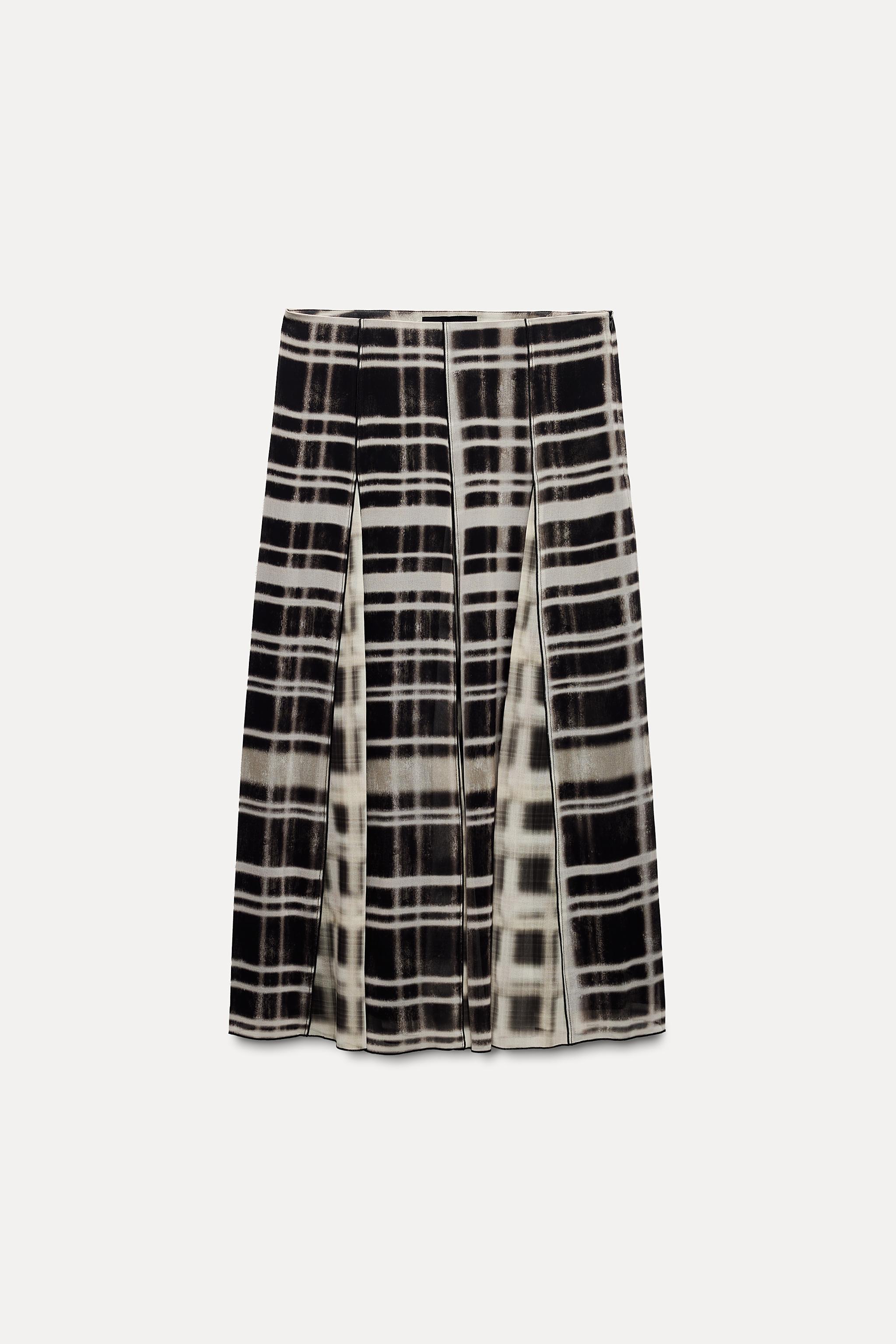 CHECKERED PLEATED SKIRT ZW COLLECTION Product Image