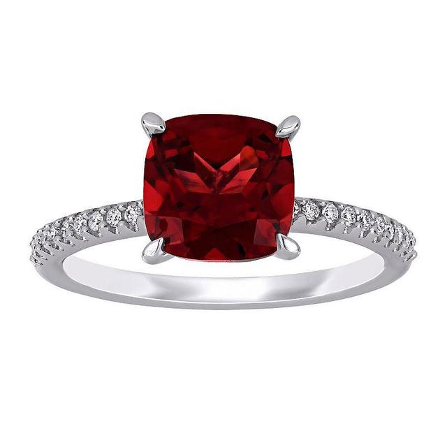 Stella Grace 14k White Gold Garnet & 1/10 Carat T.W. Diamond Engagement Ring, Womens Red Product Image