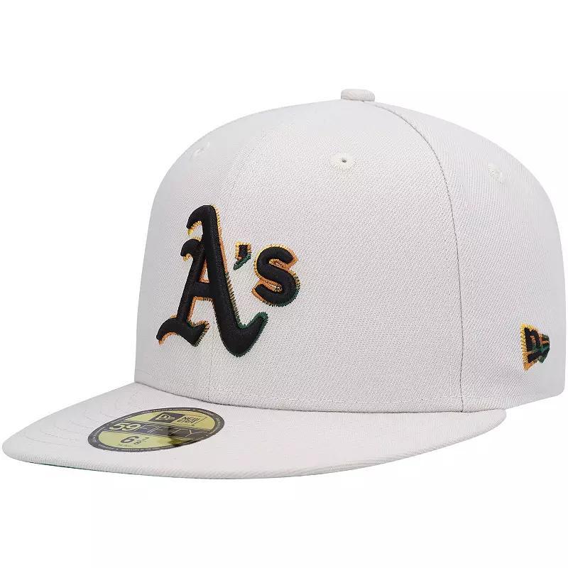 Mens New Era Khaki Oakland Athletics Stone Dim Undervisor 59FIFTY Fitted Hat Beig/Green Product Image