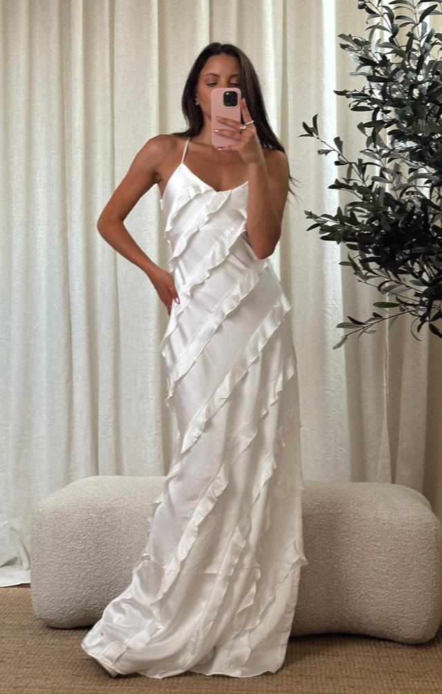 Romance Ruffle Dress ~ Ivory Luxe Satin Product Image