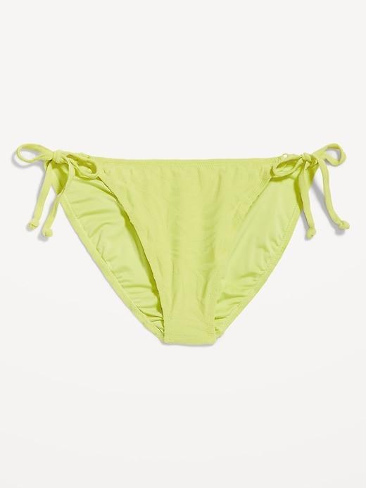 Mid-Rise Textured String Bikini Swim Bottoms Product Image