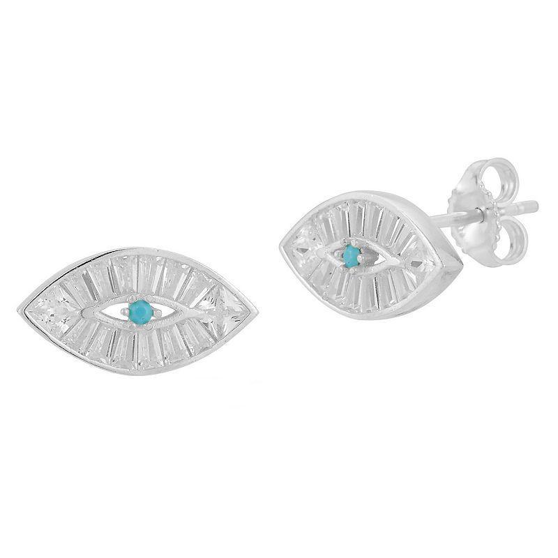 Sunkissed Sterling Cubic Zirconia Evil Eye Stud Earrings, Womens, Silver Product Image