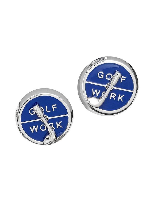 Mens Work Or Golf Rhodium-Plated Enamel Cufflinks Product Image