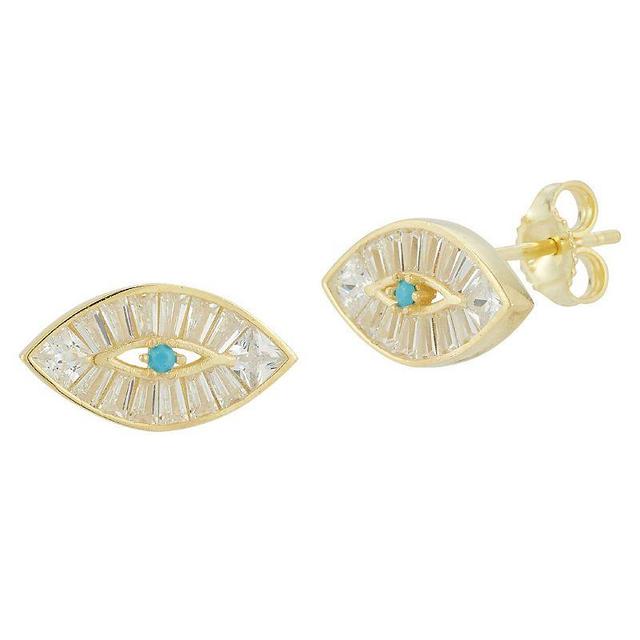 Sunkissed Sterling Cubic Zirconia Evil Eye Stud Earrings, Womens, Gold Product Image