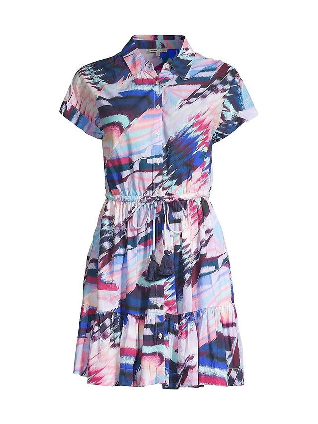 Womens Sarah Abstract Cotton Tie-Waist Shirtdress Product Image