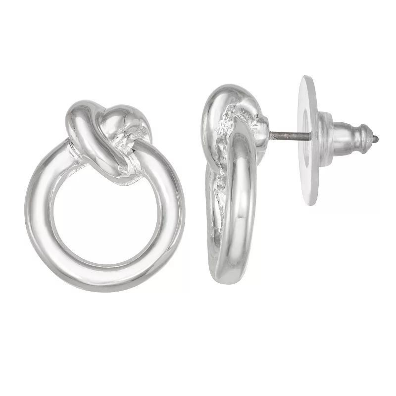 Napier Silver Tone Knot Stud Earrings, Womens Product Image