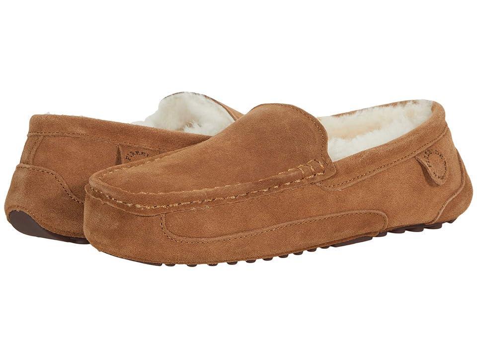 Fireside by Dearfoams Melbourne Genuine Shearling Mens Moccasin Slippers Brown Product Image