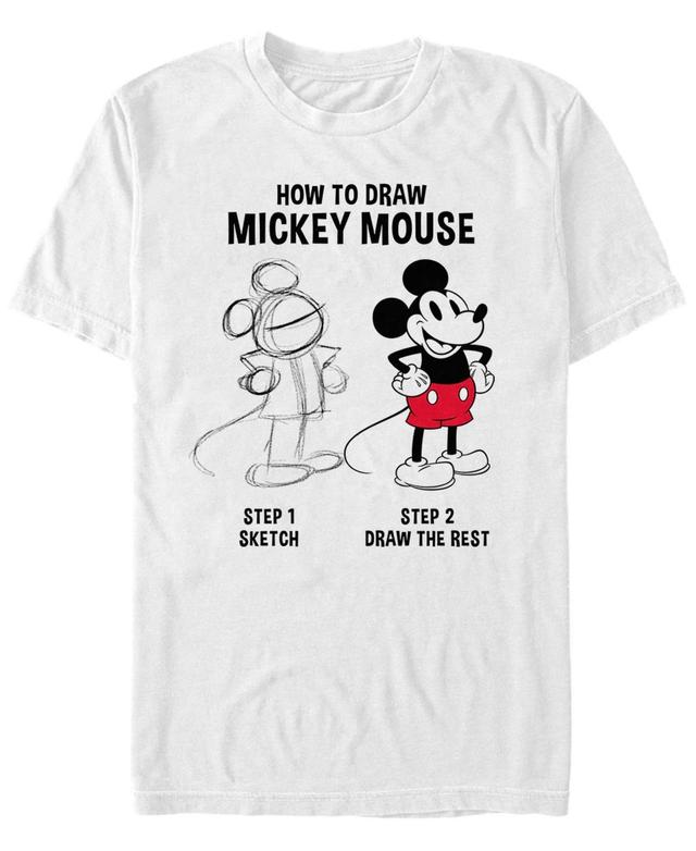 Mens Disney Mickey Mouse How to Draw Mickey Tee White Product Image